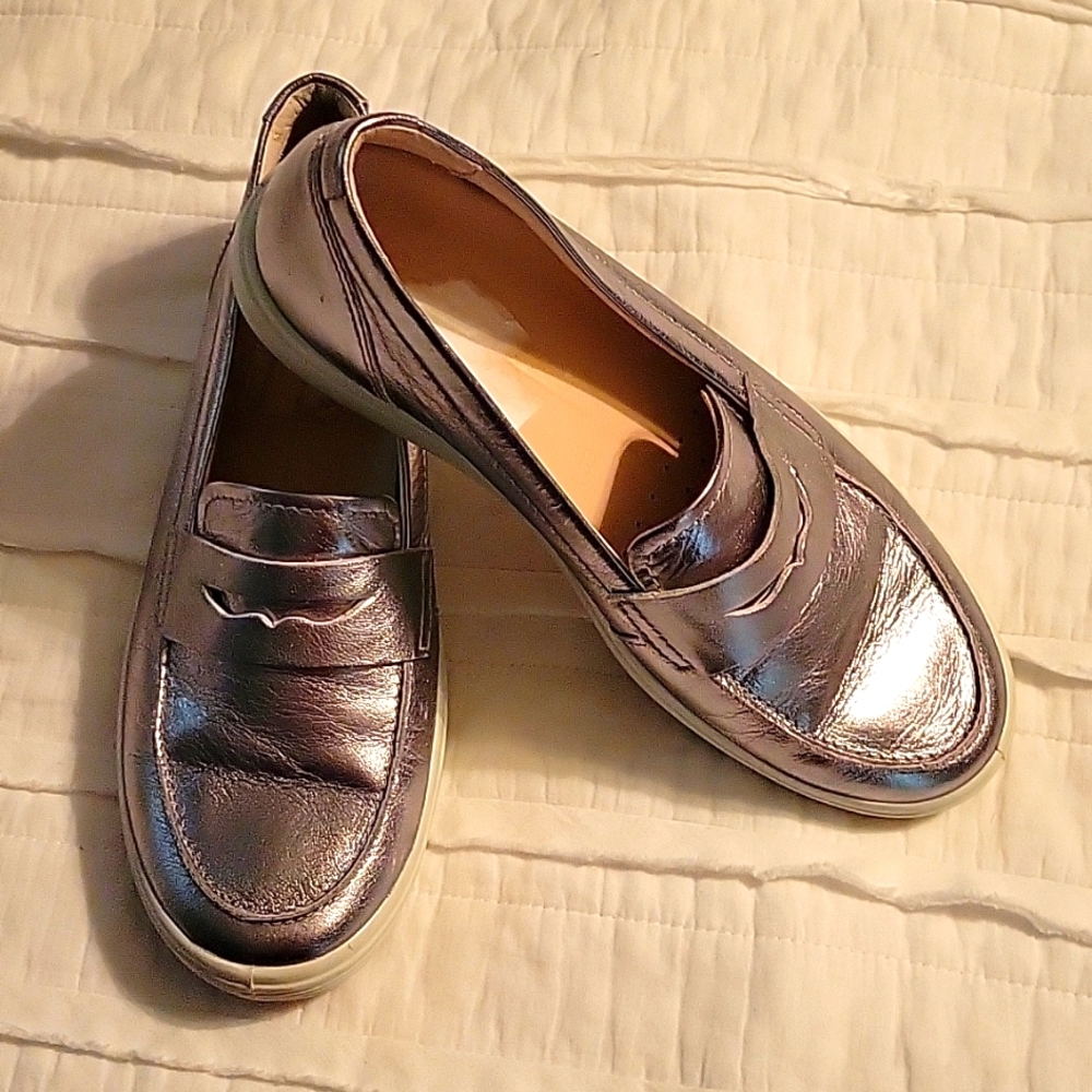 Ecco silver loafers, size 8 1/2.